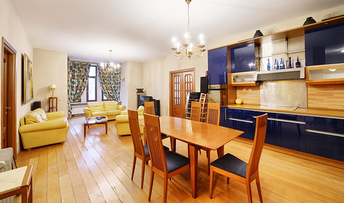 kitchen-interior-design-living-room-blue-wooden-material